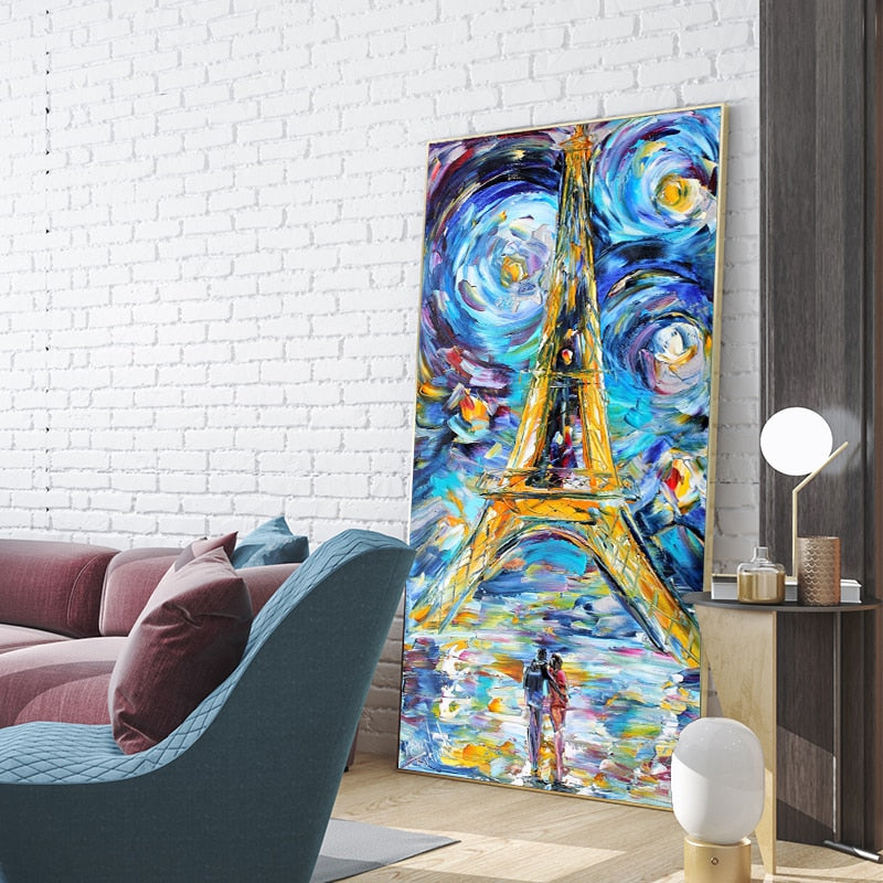 Eiffel Tower Of Paris Night Canvas Wall Art-MinimalisticDecor.com