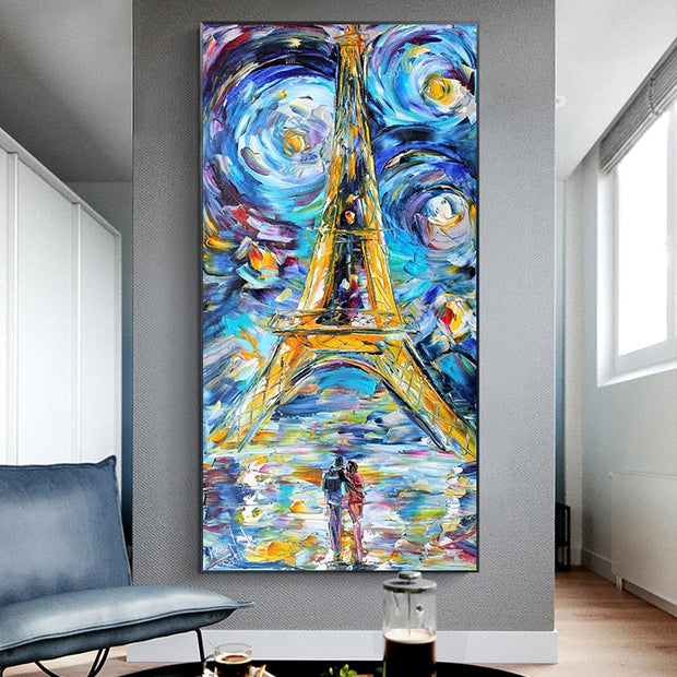 Eiffel Tower Of Paris Night Canvas Wall Art-MinimalisticDecor.com