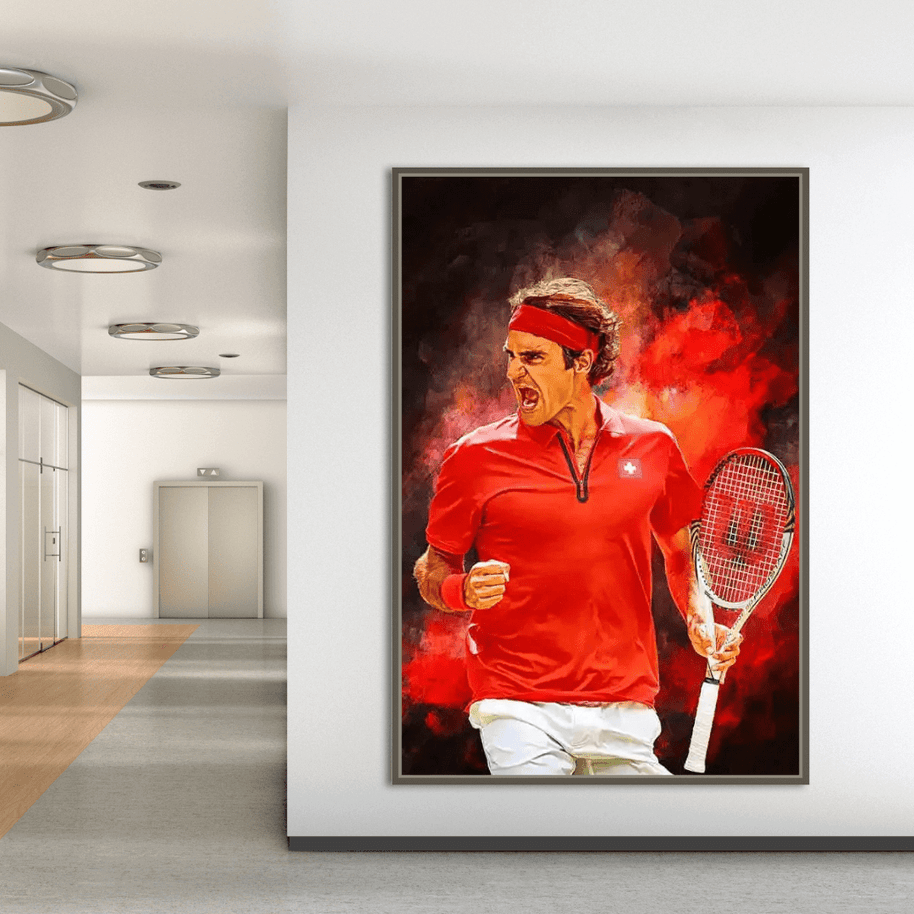 Elegant Federer Backhand – Premium Canvas Wall Art-MinimalisticDecor.com
