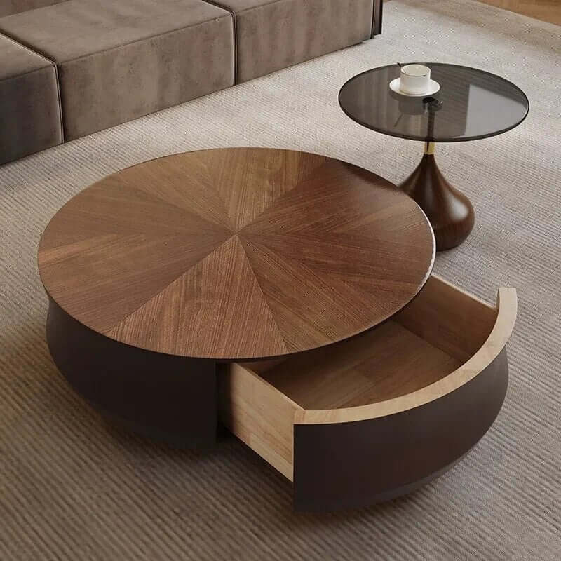 Elegant Sold Wood Corner Coffee Table with Storage-MinimalisticDecor.com