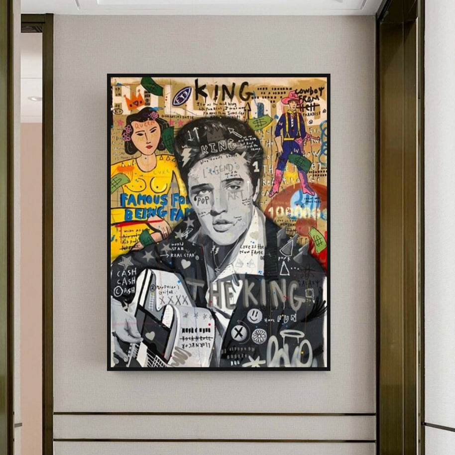 Elvis Presley Singer Graffiti Canvas Wall Art-MinimalisticDecor.com