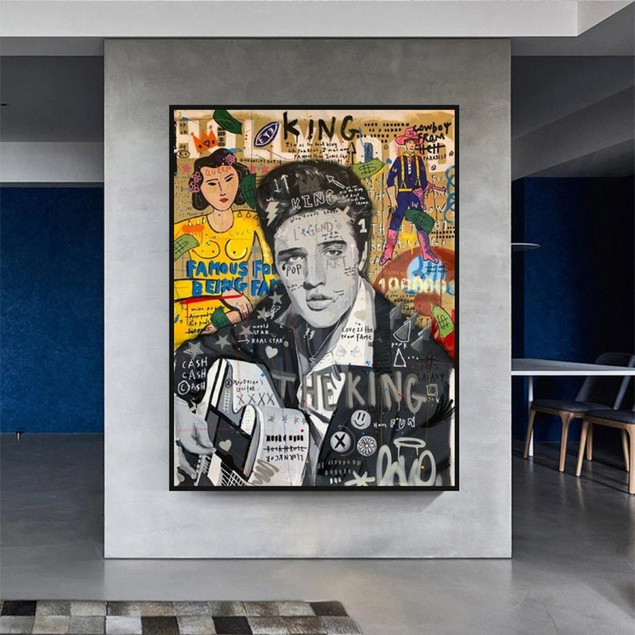 Elvis Presley Singer Graffiti Canvas Wall Art-MinimalisticDecor.com