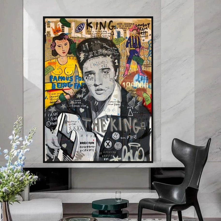 Elvis Presley Singer Graffiti Canvas Wall Art-MinimalisticDecor.com