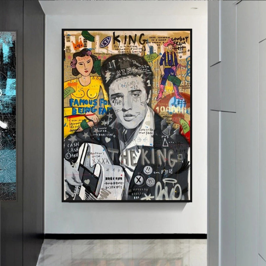 Elvis Presley Singer Graffiti Canvas Wall Art-MinimalisticDecor.com
