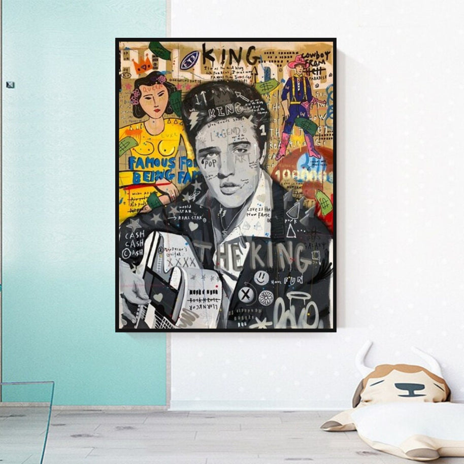 Elvis Presley Singer Graffiti Canvas Wall Art-MinimalisticDecor.com