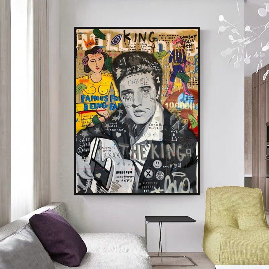 Elvis Presley Singer Graffiti Canvas Wall Art-MinimalisticDecor.com