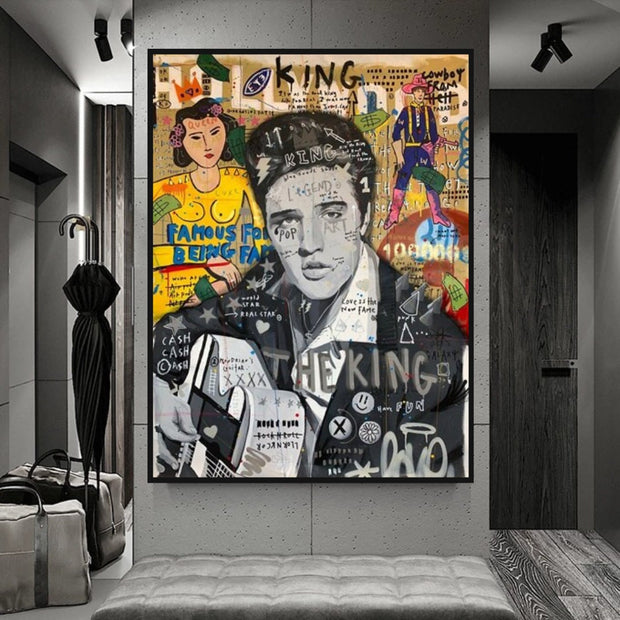 Elvis Presley Singer Graffiti Canvas Wall Art-MinimalisticDecor.com