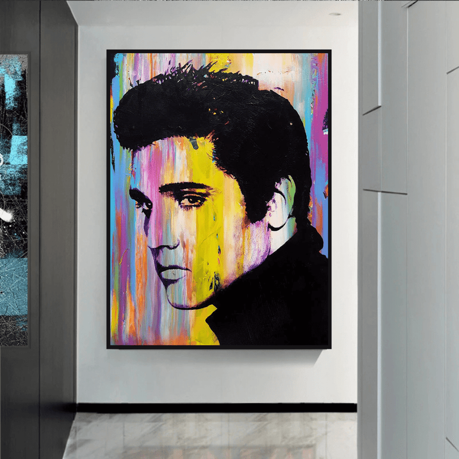 Elvis Presley Singer Portrait Canvas Painting Abstract Magazine Wall Art-MinimalisticDecor.com