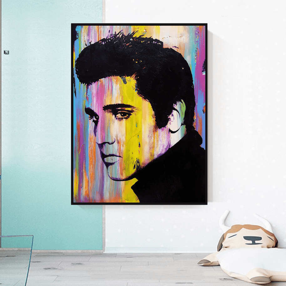 Elvis Presley Singer Portrait Canvas Painting Abstract Magazine Wall Art-MinimalisticDecor.com