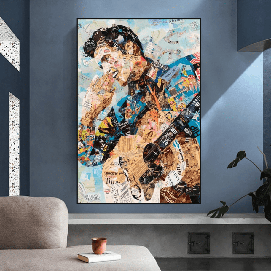 Elvis Presley Singer Portrait Canvas Painting Abstract Magazine Wall Art-MinimalisticDecor.com