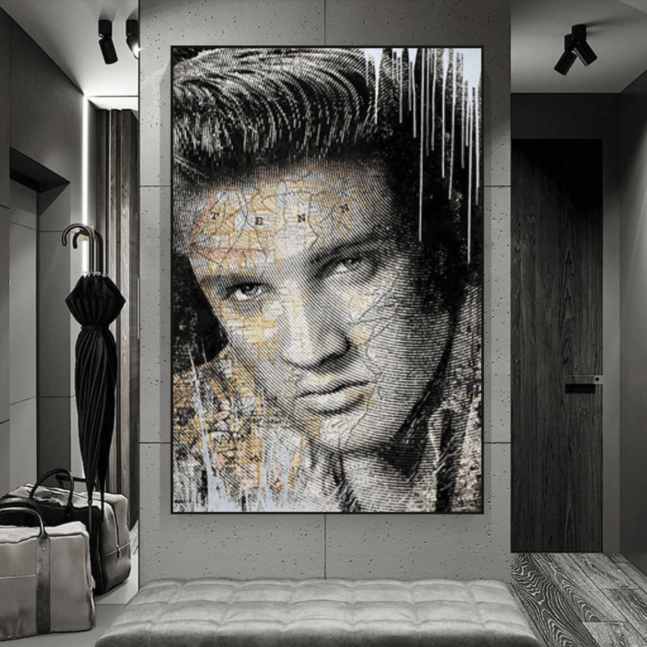 Elvis Presley Singer Portrait Canvas Painting Abstract Magazine Wall Art-MinimalisticDecor.com