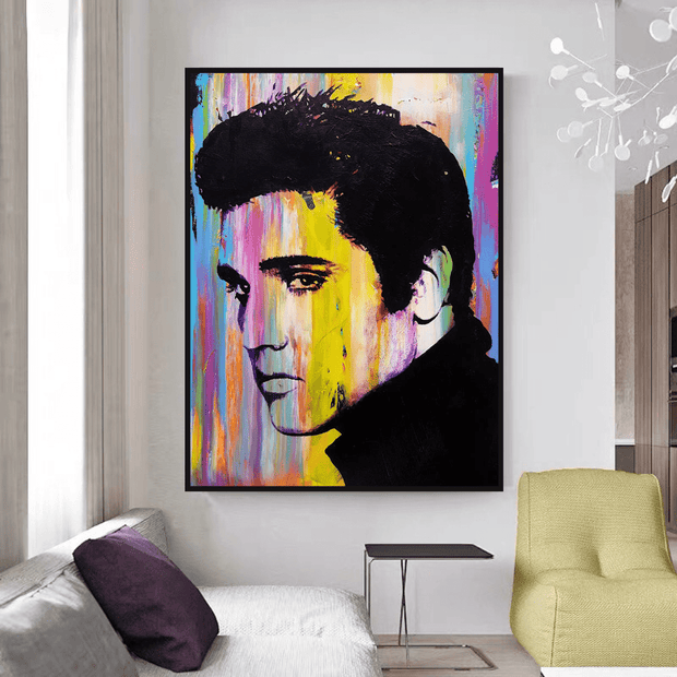 Elvis Presley Singer Portrait Canvas Painting Abstract Magazine Wall Art-MinimalisticDecor.com