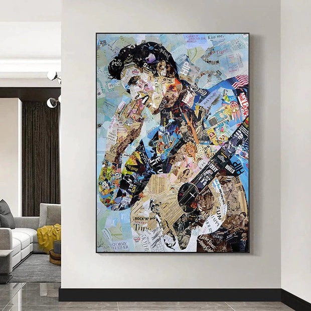 Elvis Presley Singer Portrait Canvas Painting Abstract Magazine Wall Art-MinimalisticDecor.com