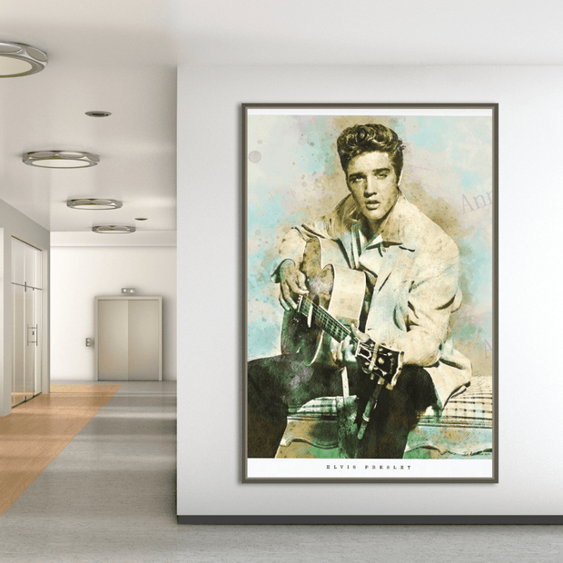 Elvis Presley Singer Portrait Canvas Painting Abstract Magazine Wall Art-MinimalisticDecor.com