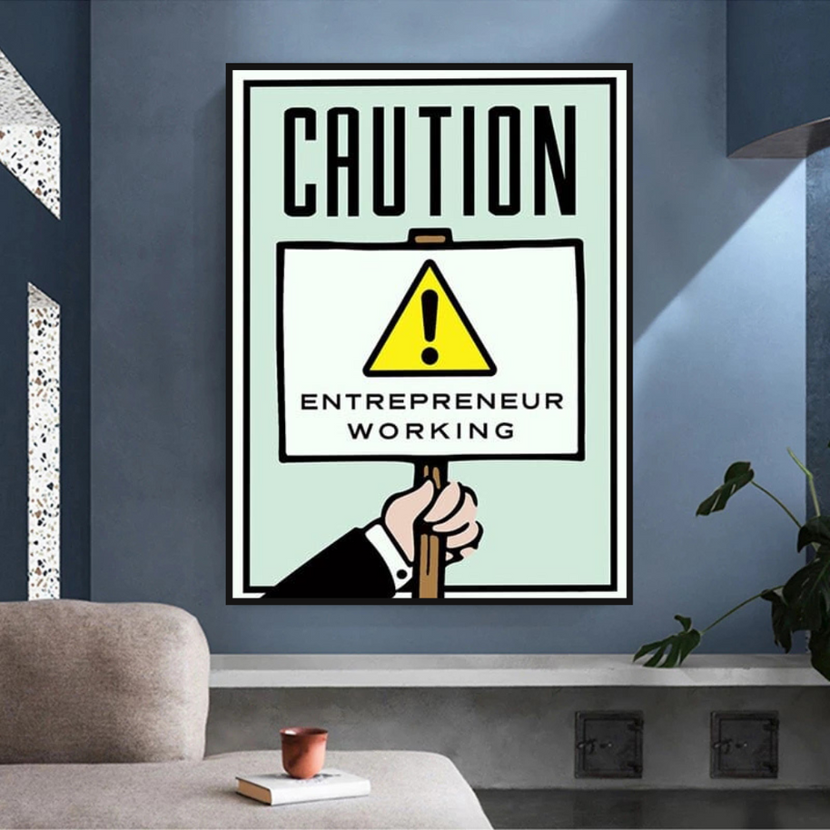 Entrepreneur Working Notice - Monopoly Wall Art-MinimalisticDecor.com