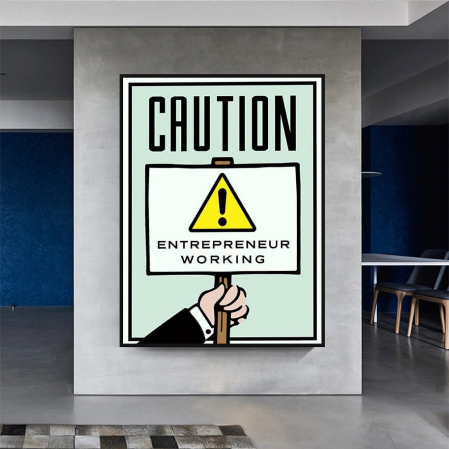 Entrepreneur Working Notice - Monopoly Wall Art-MinimalisticDecor.com