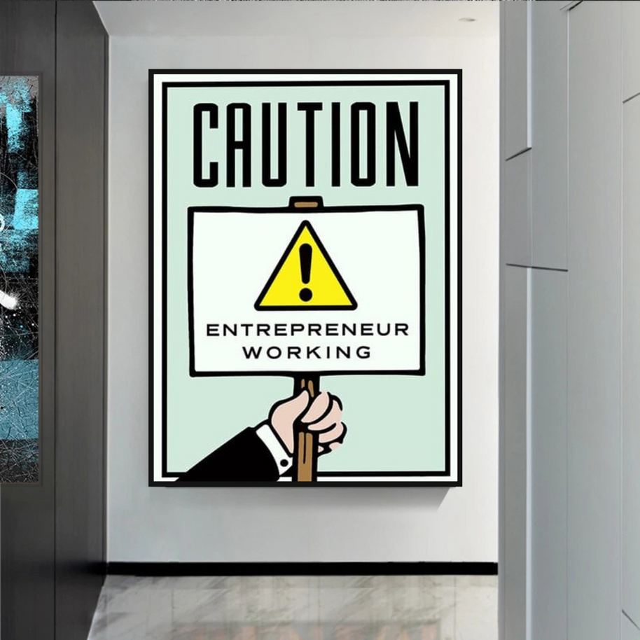 Entrepreneur Working Notice - Monopoly Wall Art-MinimalisticDecor.com