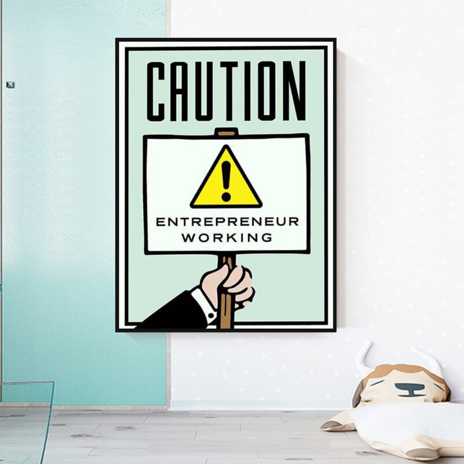 Entrepreneur Working Notice - Monopoly Wall Art-MinimalisticDecor.com