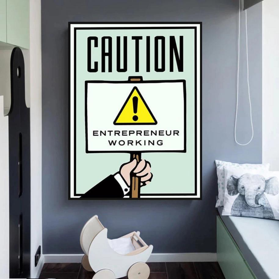Entrepreneur Working Notice - Monopoly Wall Art-MinimalisticDecor.com