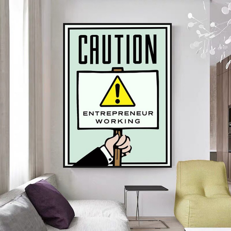 Entrepreneur Working Notice - Monopoly Wall Art-MinimalisticDecor.com