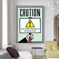 Entrepreneur Working Notice - Monopoly Wall Art-MinimalisticDecor.com