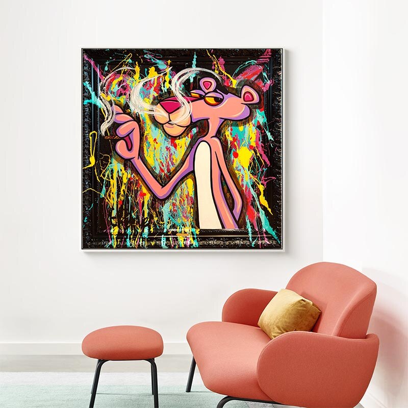 Expressive Cartoon Art - Pink Panther Poster-MinimalisticDecor.com