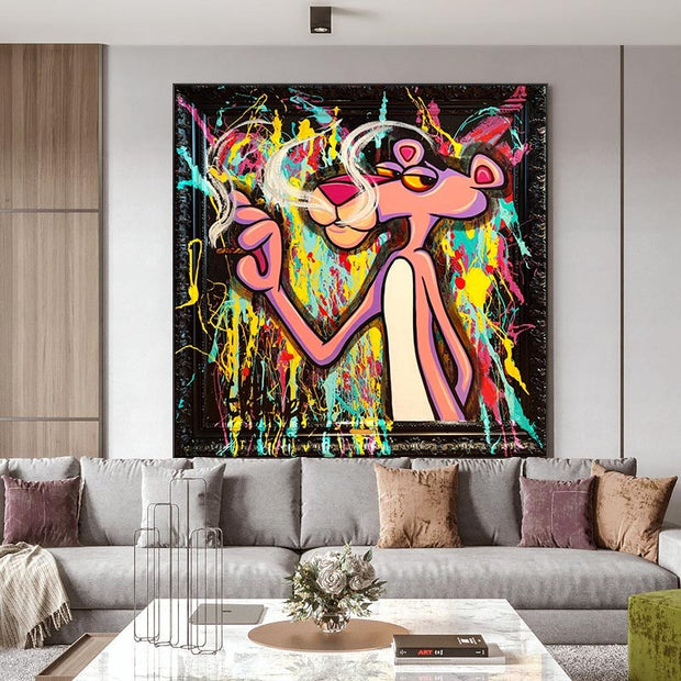 Expressive Cartoon Art - Pink Panther Poster-MinimalisticDecor.com