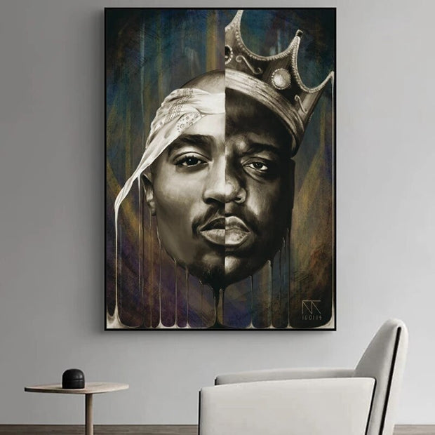 Famous Rapper Singer Portrait of Tupac Canvas Wall Art-MinimalisticDecor.com