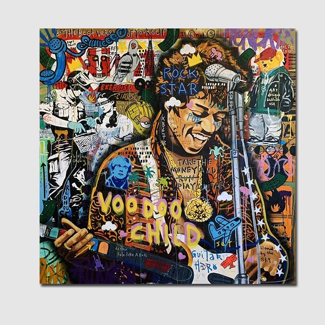 Famous Rock Star Voodoo Child Canvas Wall Art-MinimalisticDecor.com