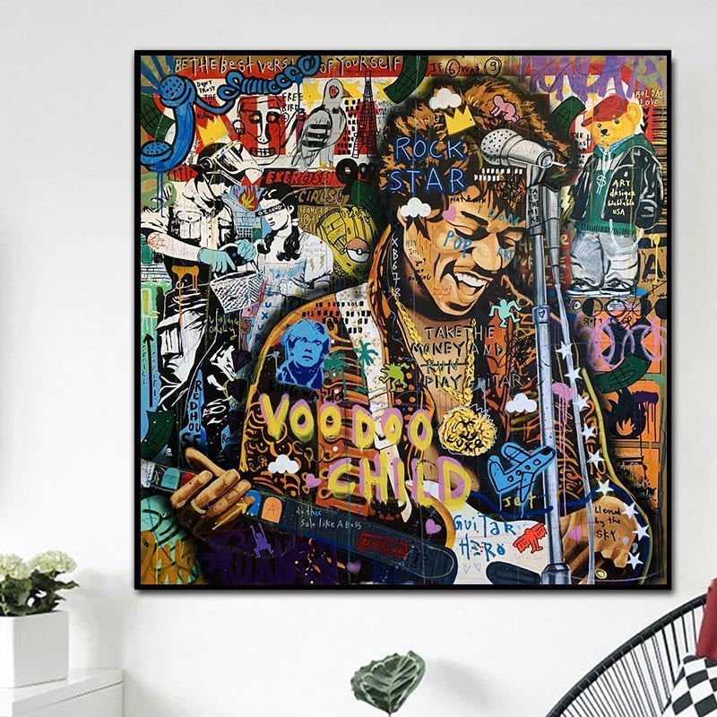 Famous Rock Star Voodoo Child Canvas Wall Art-MinimalisticDecor.com