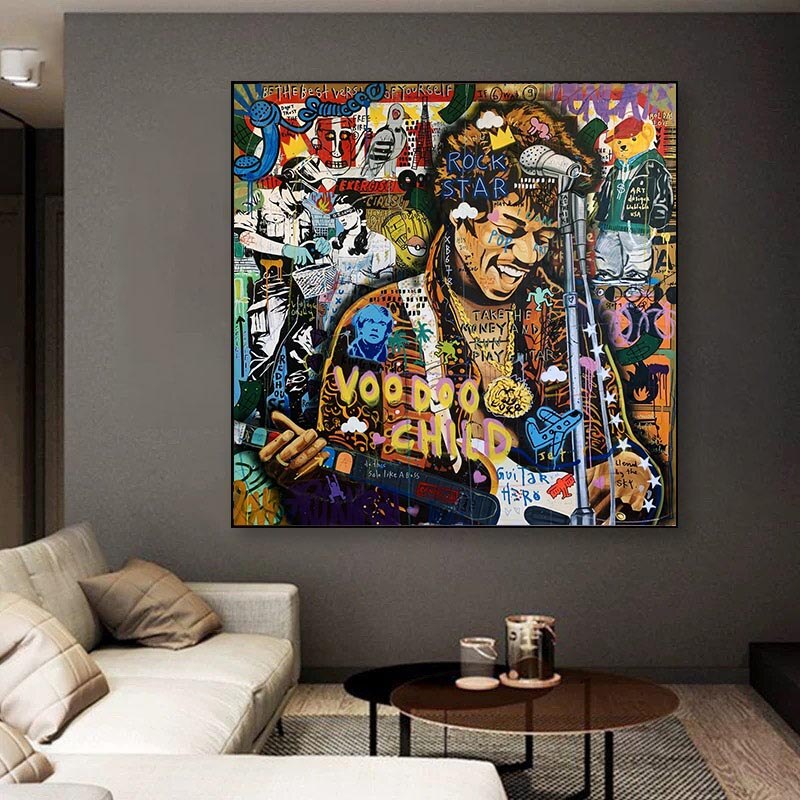 Famous Rock Star Voodoo Child Canvas Wall Art-MinimalisticDecor.com