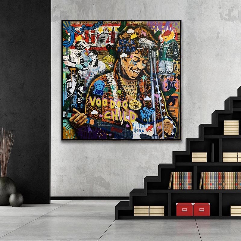Famous Rock Star Voodoo Child Canvas Wall Art-MinimalisticDecor.com