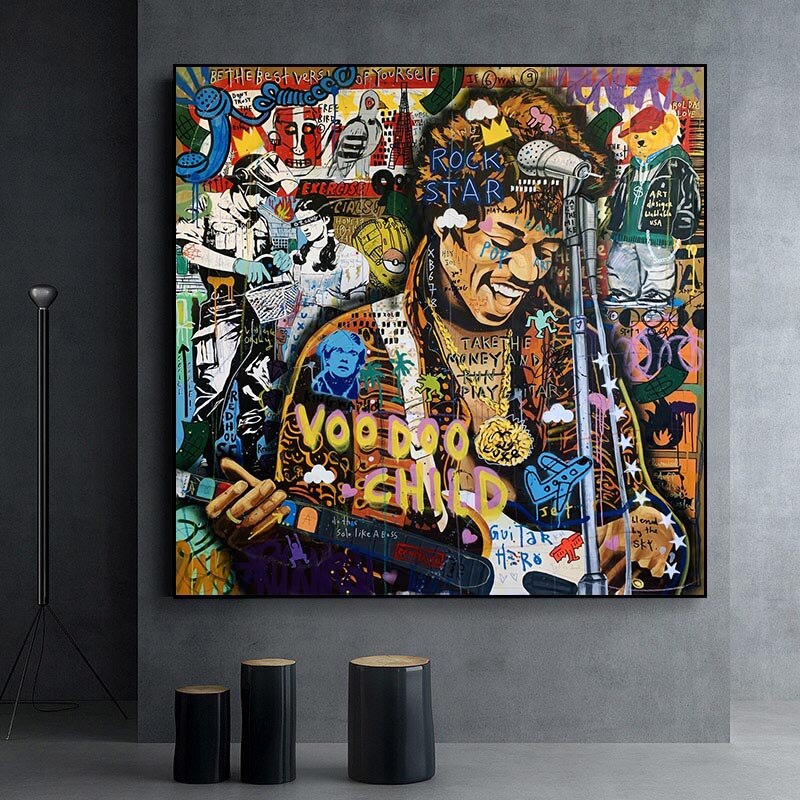 Famous Rock Star Voodoo Child Canvas Wall Art-MinimalisticDecor.com
