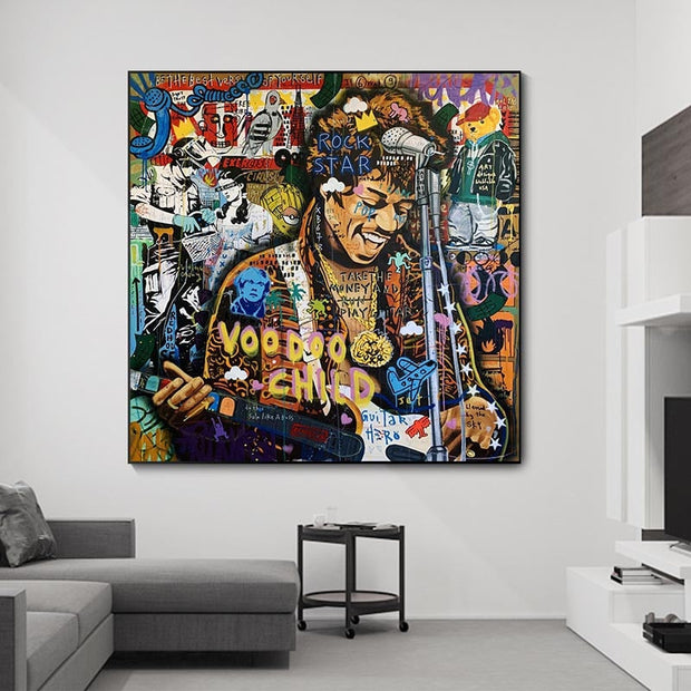 Famous Rock Star Voodoo Child Canvas Wall Art-MinimalisticDecor.com