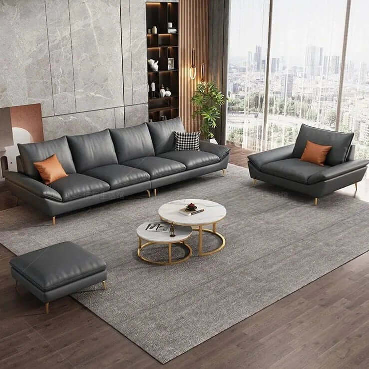 Faux Leather Designer Plaza Sofa Set-MinimalisticDecor.com