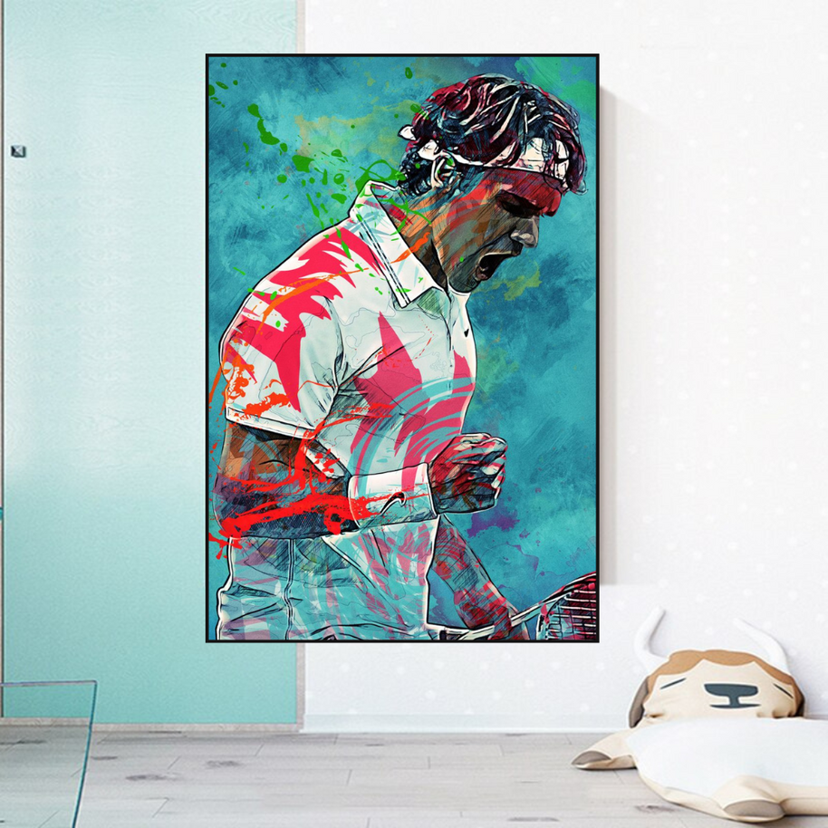 Federer Tennis Legend Canvas Wall Art - Sports Decor - Famous Icon-MinimalisticDecor.com