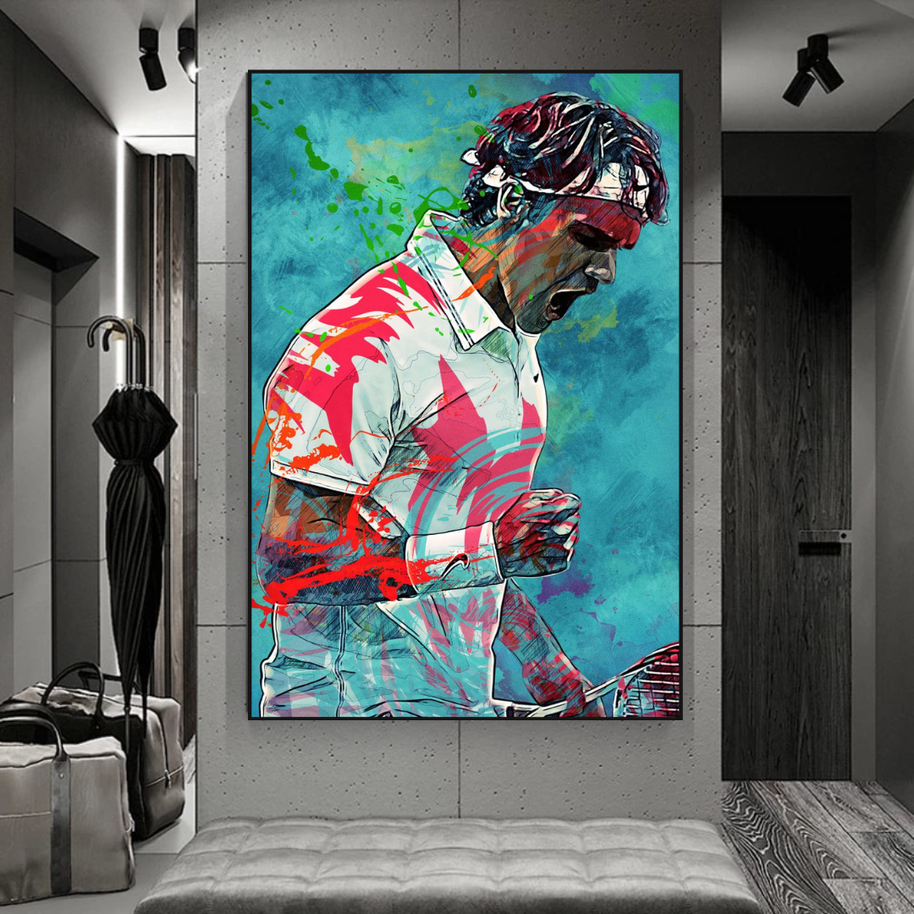 Federer Tennis Legend Canvas Wall Art - Sports Decor - Famous Icon-MinimalisticDecor.com