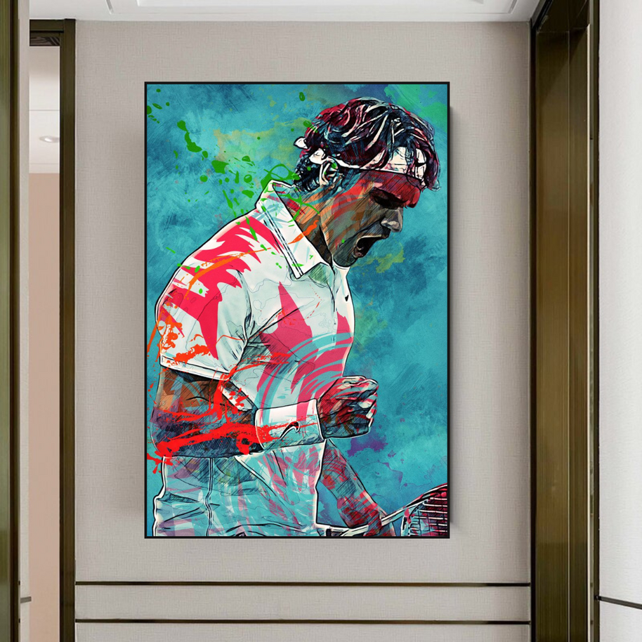 Federer Tennis Legend Canvas Wall Art - Sports Decor - Famous Icon-MinimalisticDecor.com