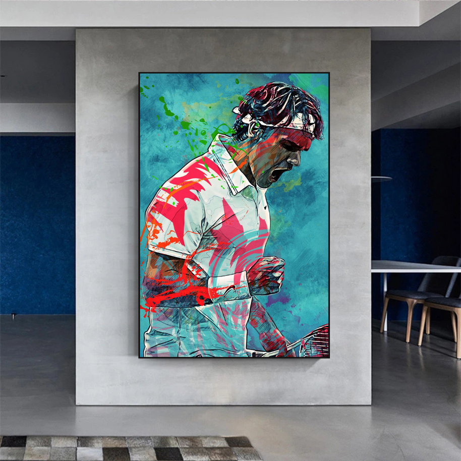 Federer Tennis Legend Canvas Wall Art - Sports Decor - Famous Icon-MinimalisticDecor.com
