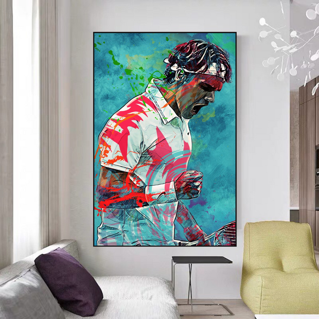 Federer Tennis Legend Canvas Wall Art - Sports Decor - Famous Icon-MinimalisticDecor.com