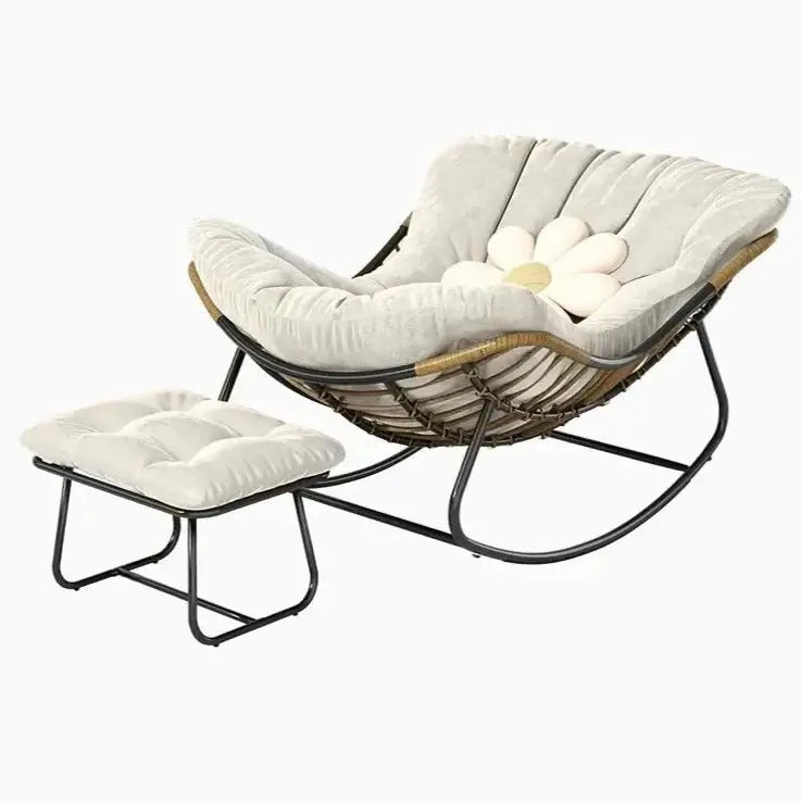 Fluffy Elastic Lumbar Support Floor Rocking Chair-MinimalisticDecor.com