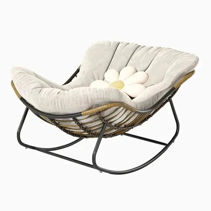 Fluffy Elastic Lumbar Support Floor Rocking Chair-MinimalisticDecor.com