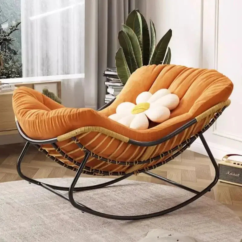 Fluffy Elastic Lumbar Support Floor Rocking Chair-MinimalisticDecor.com