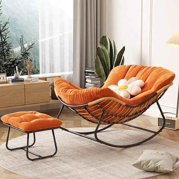 Fluffy Elastic Lumbar Support Floor Rocking Chair-MinimalisticDecor.com
