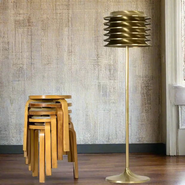 Flying Saucer Electroplated Brass Floor Lamp – Modern Sculptural Design-MinimalisticDecor.com