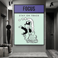 Focus Stay on Track: Monopoly Canvas Wall Art-MinimalisticDecor.com