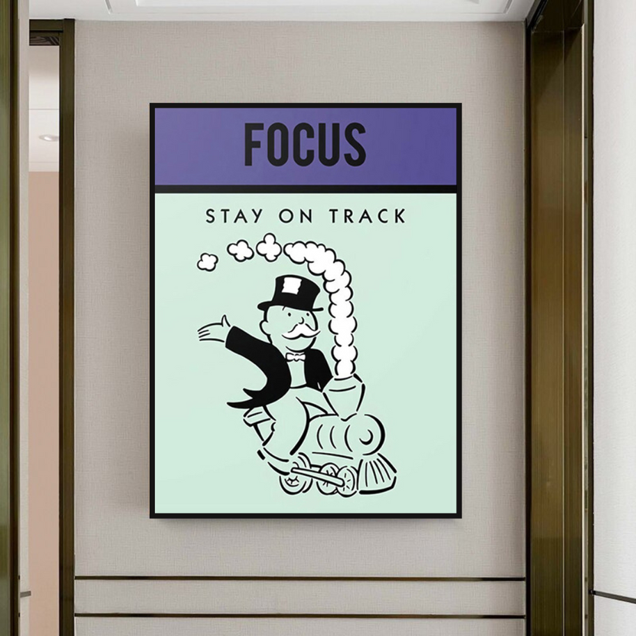 Focus Stay on Track: Monopoly Canvas Wall Art-MinimalisticDecor.com