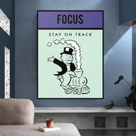 Focus Stay on Track: Monopoly Canvas Wall Art-MinimalisticDecor.com