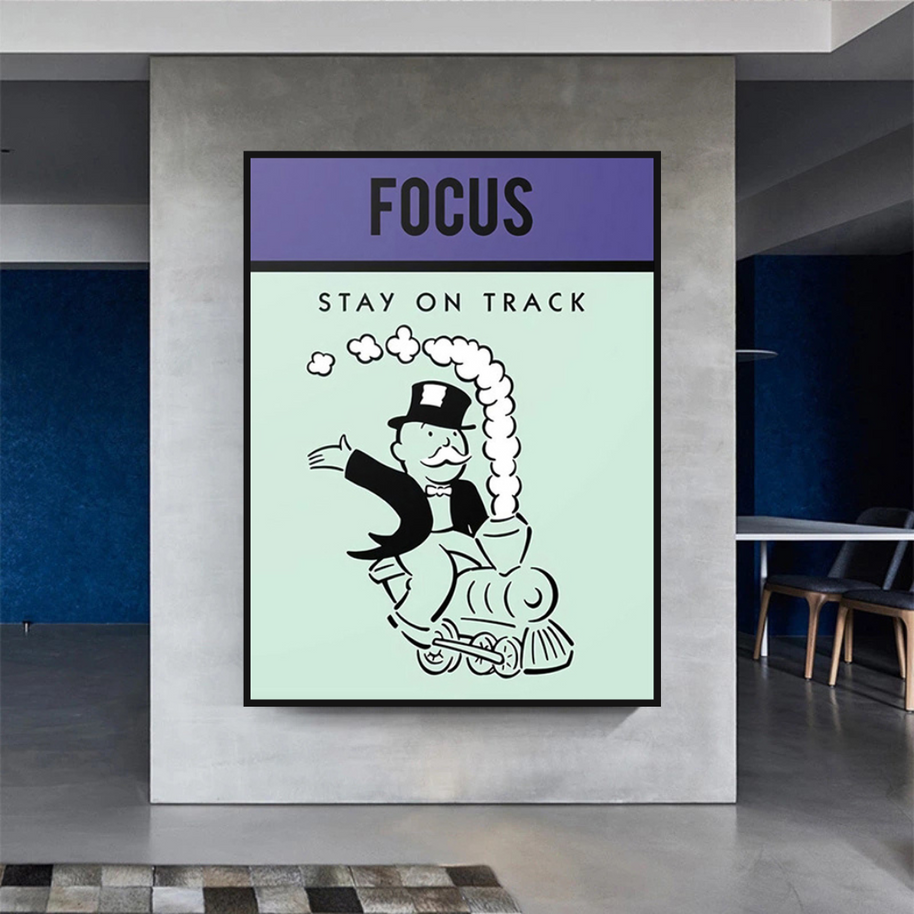 Focus Stay on Track: Monopoly Canvas Wall Art-MinimalisticDecor.com