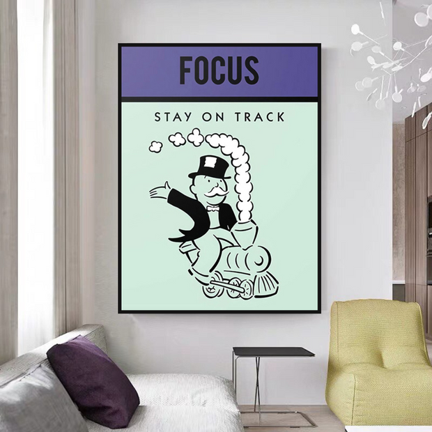 Focus Stay on Track: Monopoly Canvas Wall Art-MinimalisticDecor.com